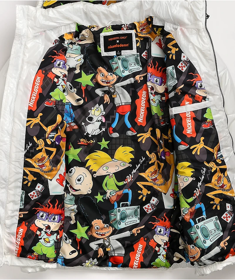 Members Only x Nickelodeon White Puffer Jacket