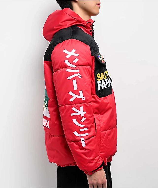 Members Only x South Park Red Puffer Jacket Liberty Center