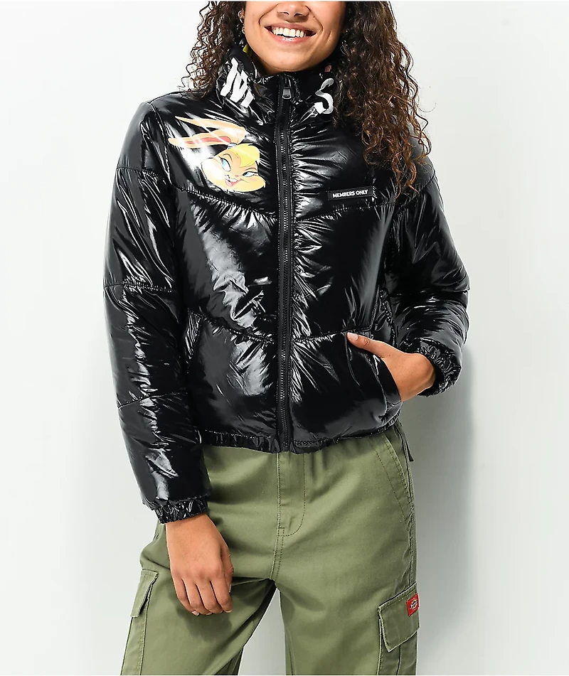 Members Only x Space Jam A New Legacy Hi Shine Black Puffer Jacket