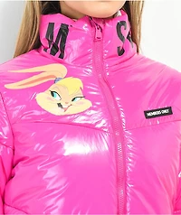 Members Only x Space Jam High Shine Pink Puffer Jacket