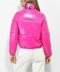 Members Only x Space Jam High Shine Pink Puffer Jacket