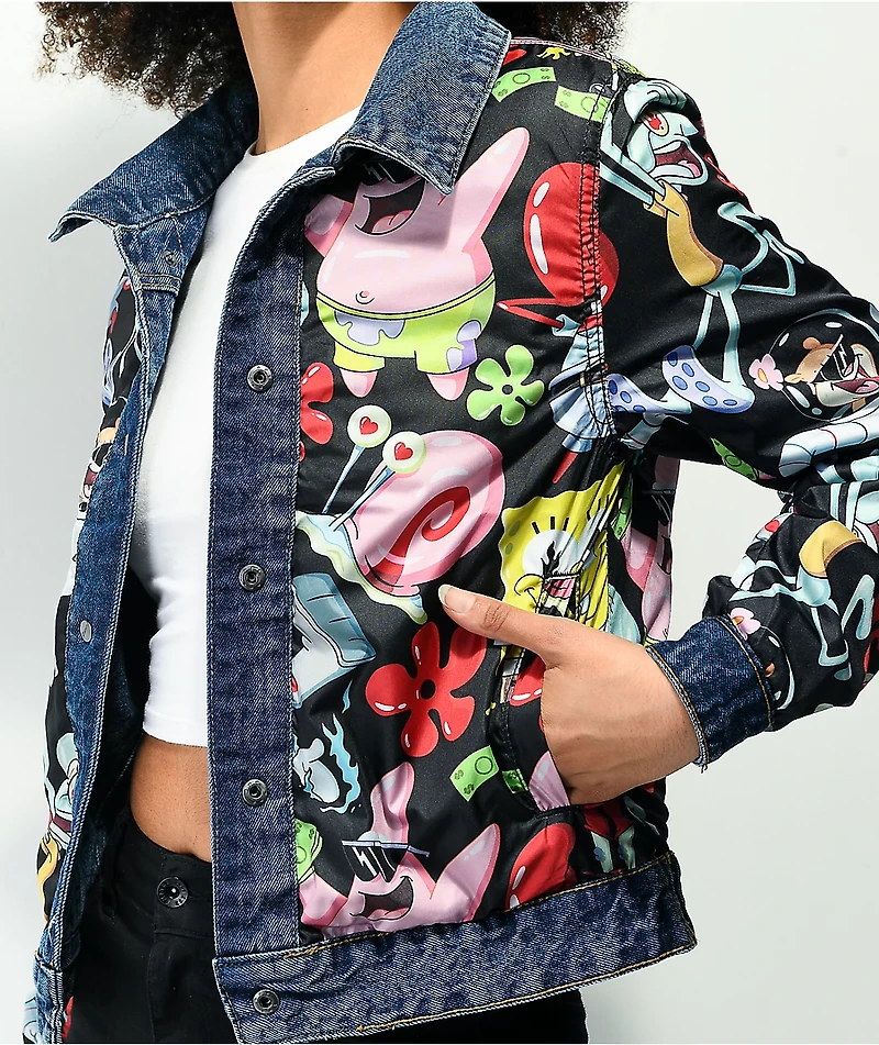 Members Only x SpongeBob Reversable Denim Trucker Jacket