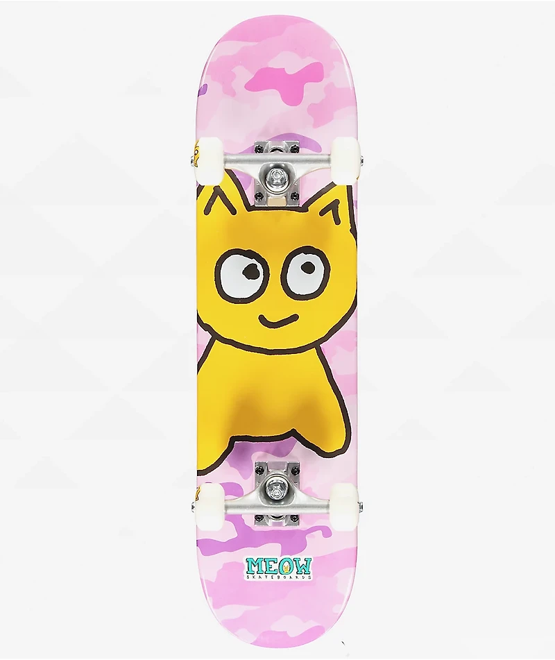 Meow Pink Big Cat 7.25" Soft Top Skateboard Complete