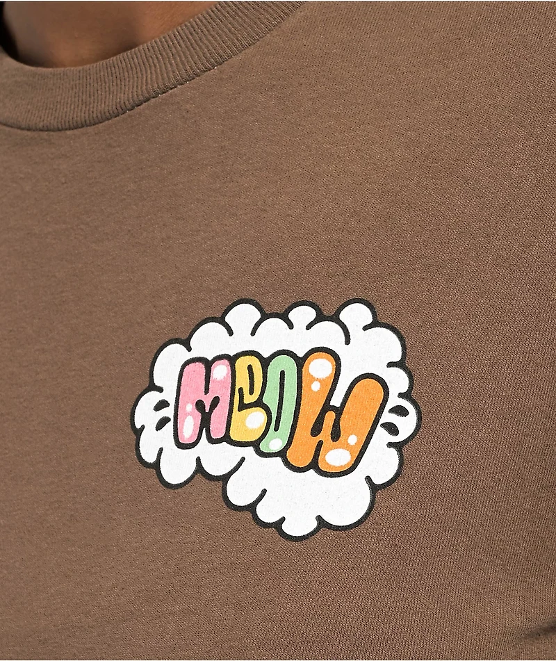 Meow Sun Snoozer Brown T-Shirt
