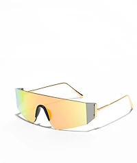Metal Sporty Shield Yellow Sunglasses