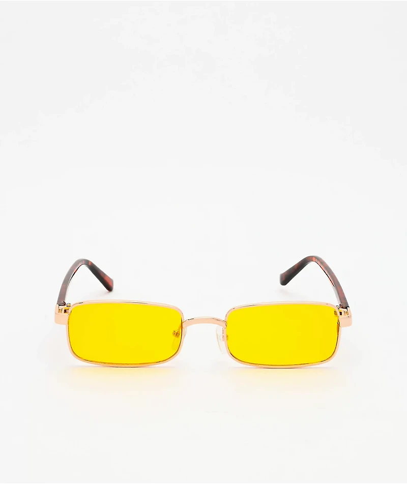 Micro Rectangle Tortoise & Yellow Sunglasses