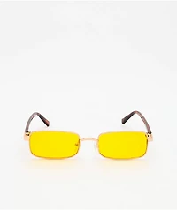 Micro Rectangle Tortoise & Yellow Sunglasses