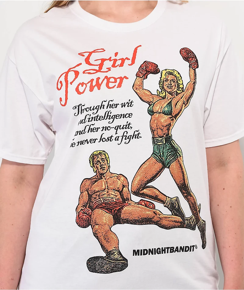 Midnight Bandit Girl Power White T-Shirt