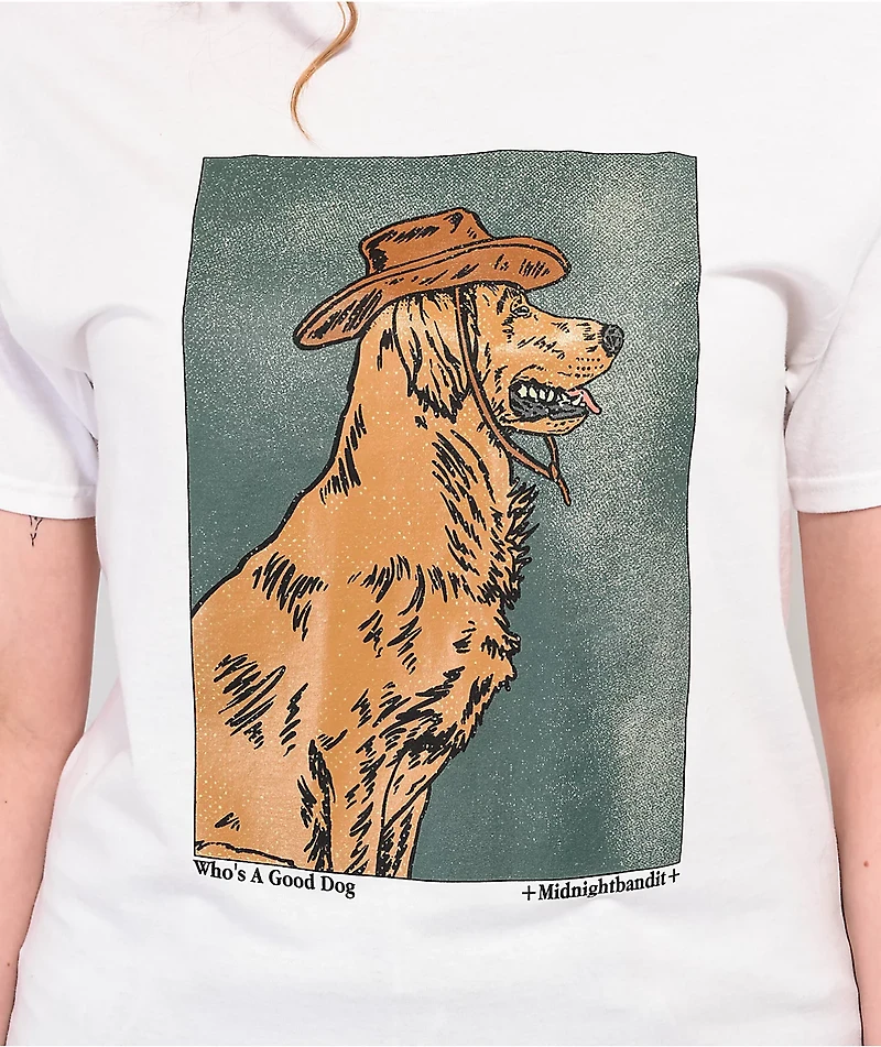 Midnight Bandit Who's A Good Dog White T-Shirt