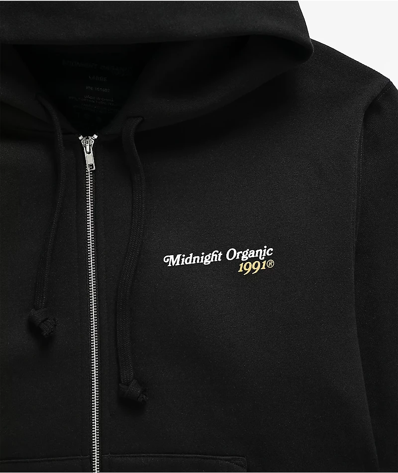 Midnight Organic Citrus Black Zip Hoodie
