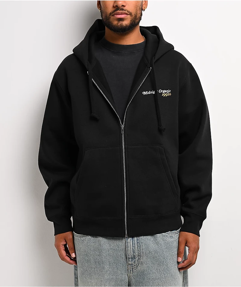 Midnight Organic Citrus Black Zip Hoodie