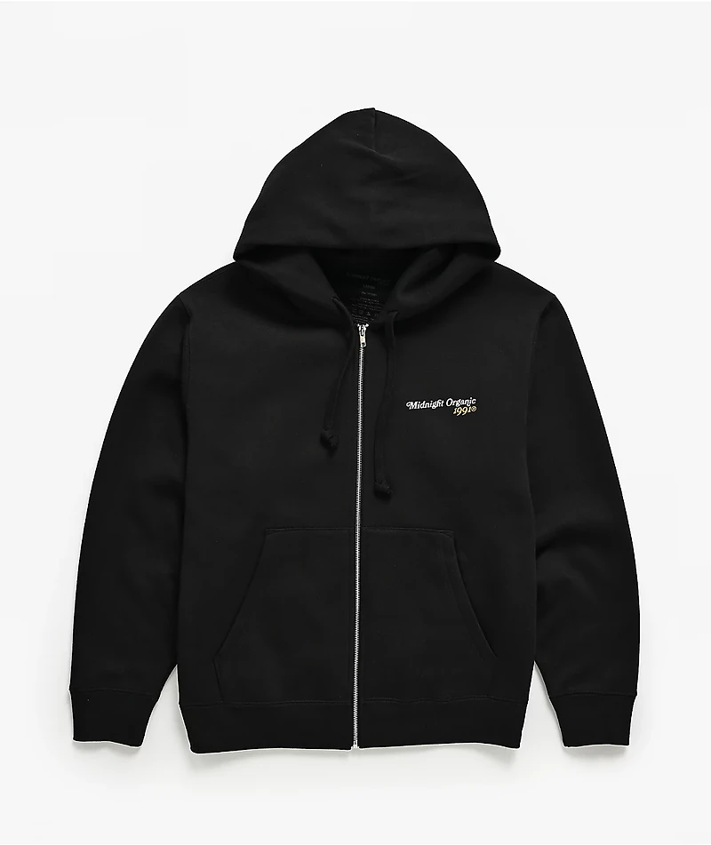 Midnight Organic Citrus Black Zip Hoodie