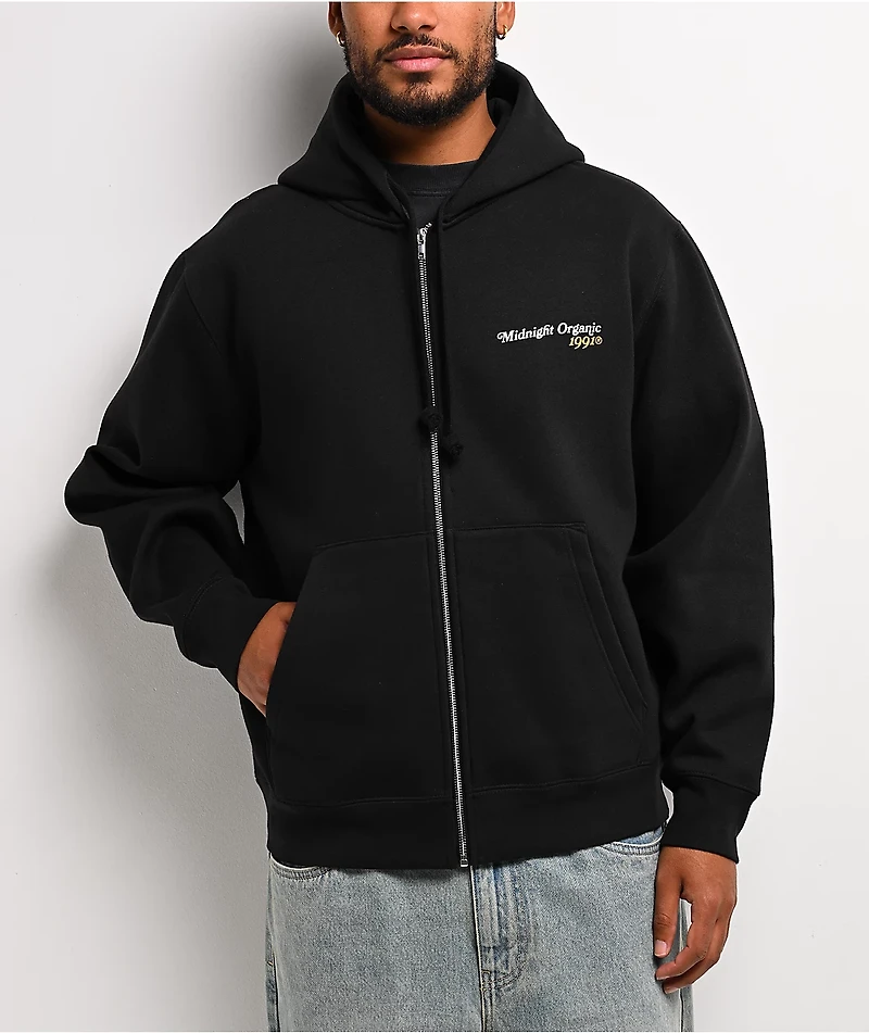 Midnight Organic Citrus Black Zip Hoodie