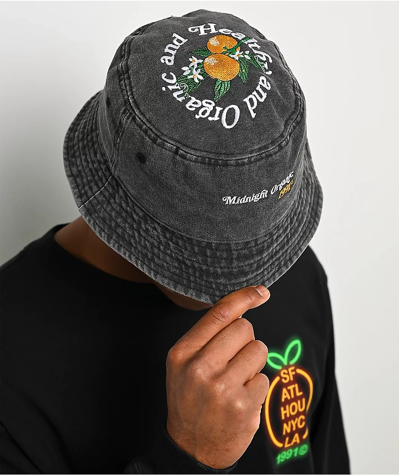Midnight Organic Healthy Grey Wash Bucket Hat