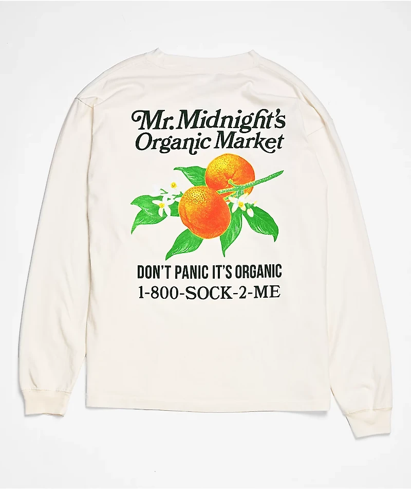 Midnight Organic Market White Long Sleeve T-Shirt