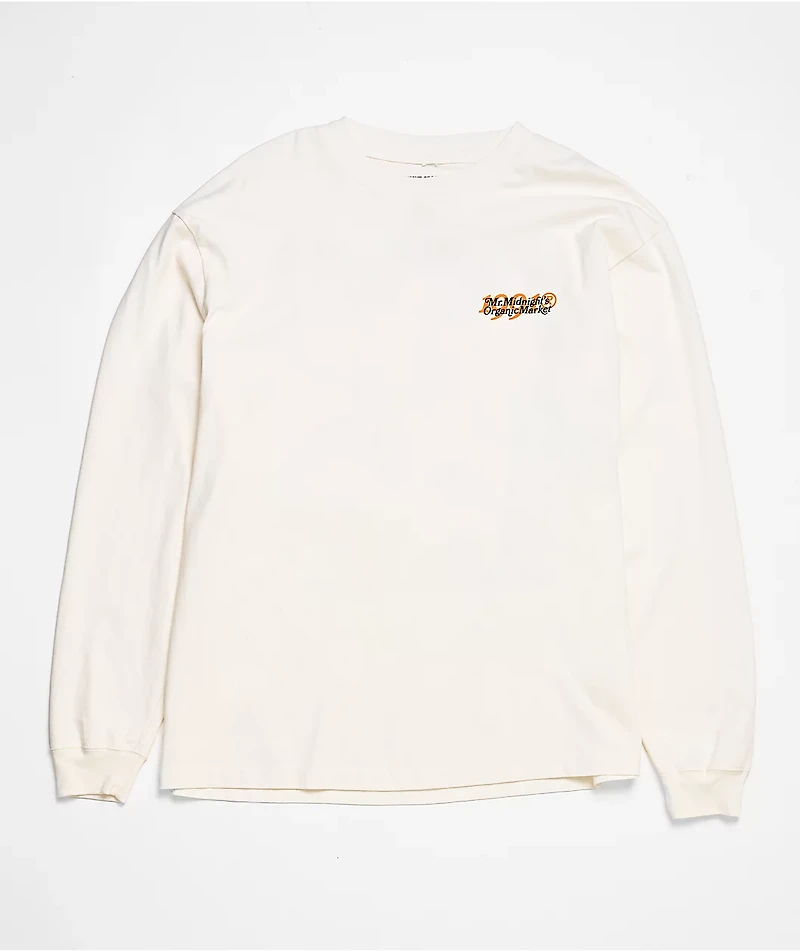 Midnight Organic Market White Long Sleeve T-Shirt