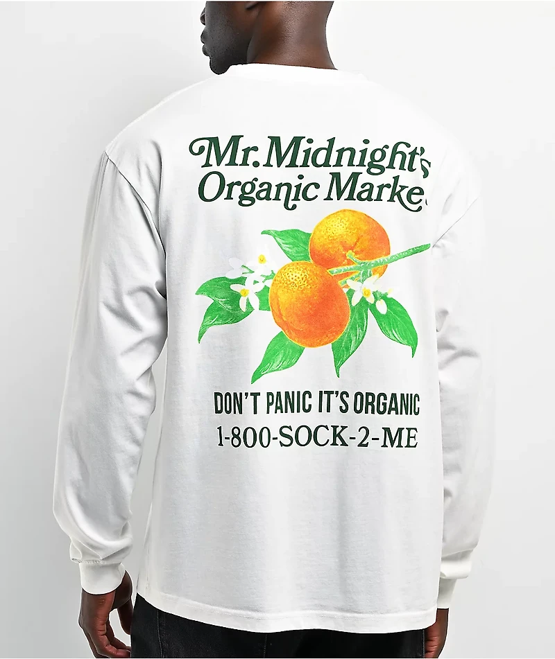 Midnight Organic Market White Long Sleeve T-Shirt