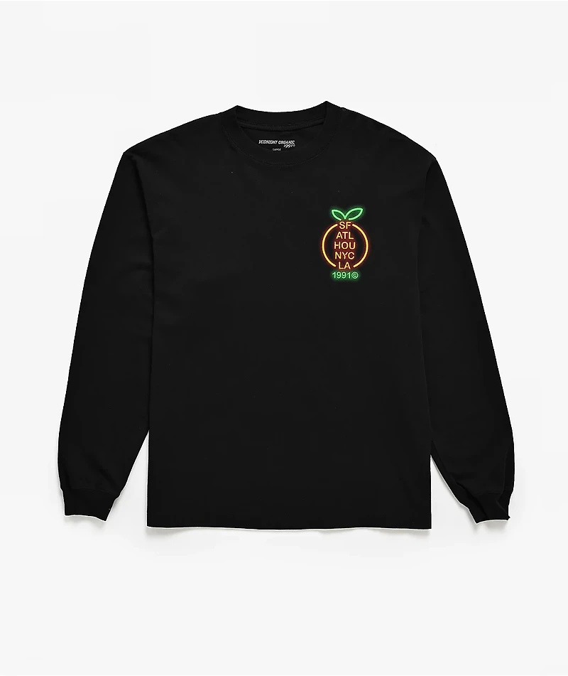 Midnight Organic Neon YDG Sign Black Long Sleeve T-Shirt