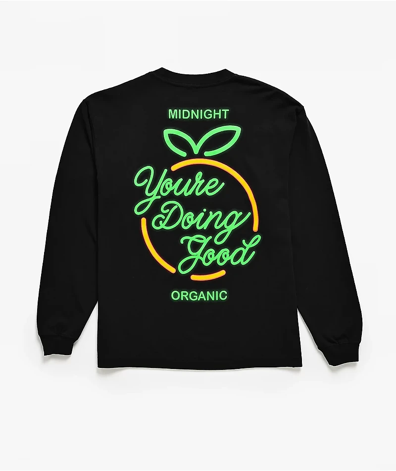 Midnight Organic Neon YDG Sign Black Long Sleeve T-Shirt