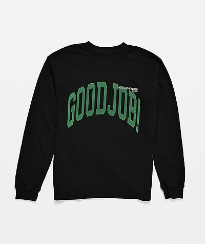Midnight Organic Varsity Good Job Black Thermal Long Sleeve T-Shirt
