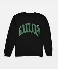 Midnight Organic Varsity Good Job Black Thermal Long Sleeve T-Shirt