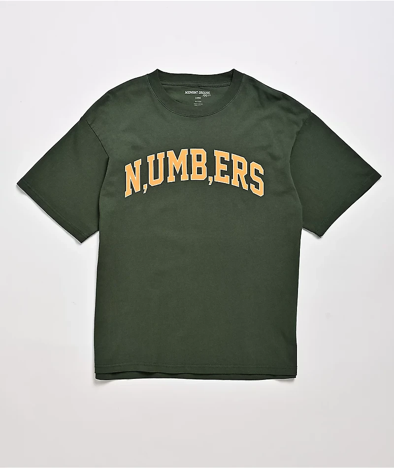 Midnight Organic Varsity Numbers Forest Green T-Shirt