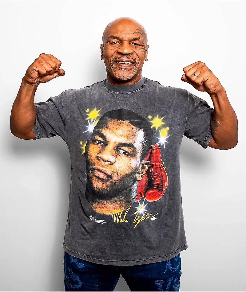 Mike Tyson Airbrush Gloves Black Wash T-Shirt