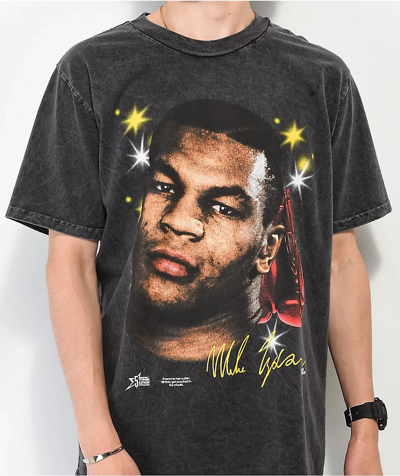 Mike Tyson Airbrush Gloves Black Wash T-Shirt