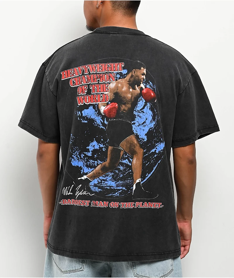 Mike Tyson Around The World Black Wash T-Shirt