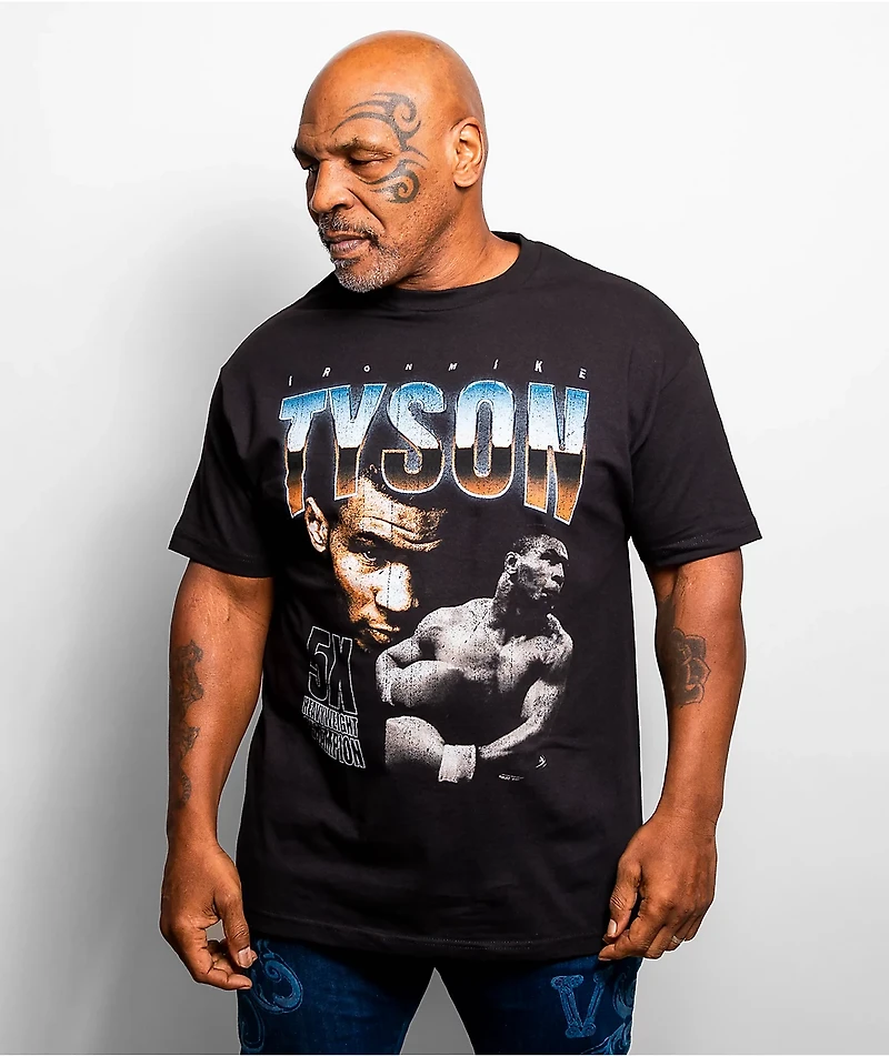 Mike Tyson Chrome Heavyweight Champ Black T-Shirt