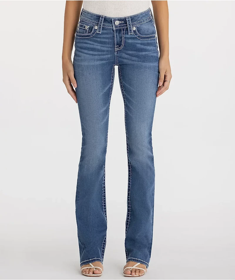 Miss Me Adalie Fleur Blue Wash Bootcut Jeans