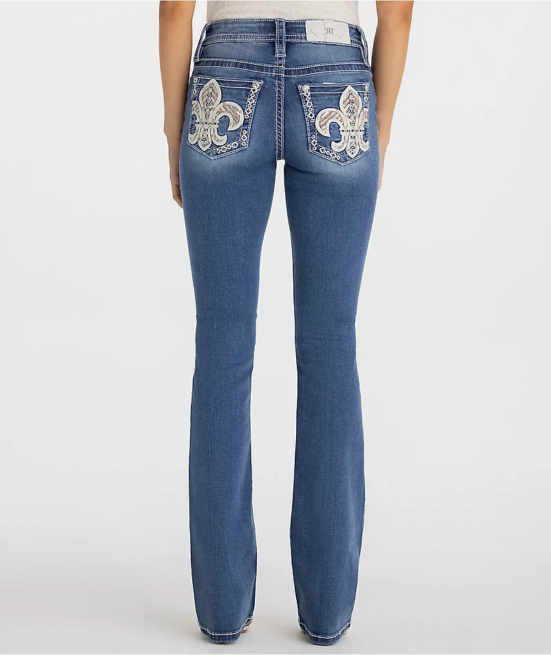Miss Me Adalie Fleur Blue Wash Bootcut Jeans