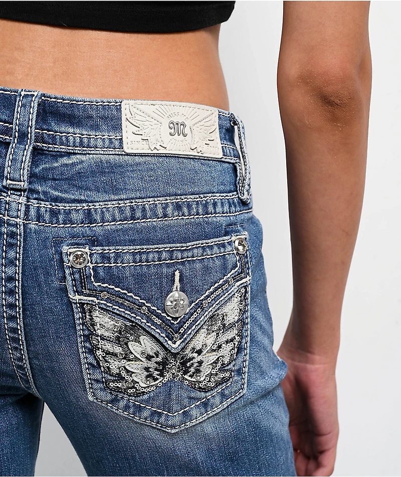 Miss Me Angellica Butterfly Medium Wash Bootcut Jeans