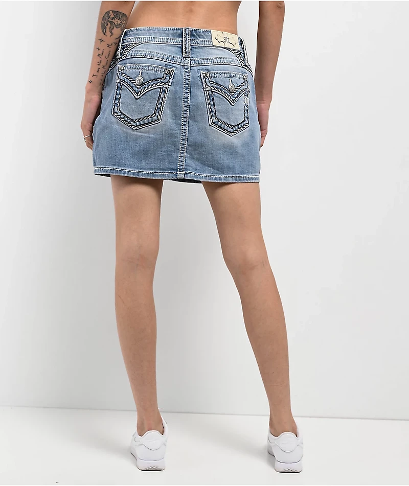 Miss Me Cleo Light Wash Mid Rise Skirt