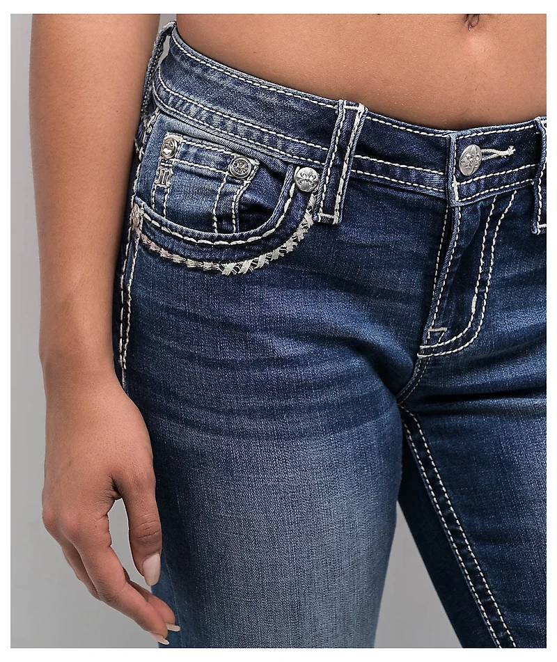Miss Me Cora Stitched Medium Blue Bootcut Jeans
