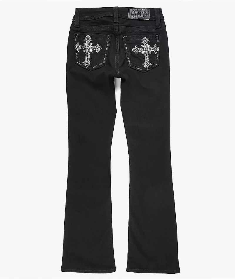 Miss Me Cross Black Wash Bootcut Jeans