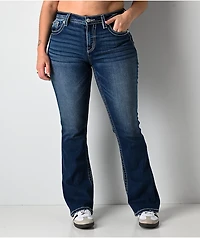 Miss Me Fleur De Lis Light Blue Wash Bootcut Jeans