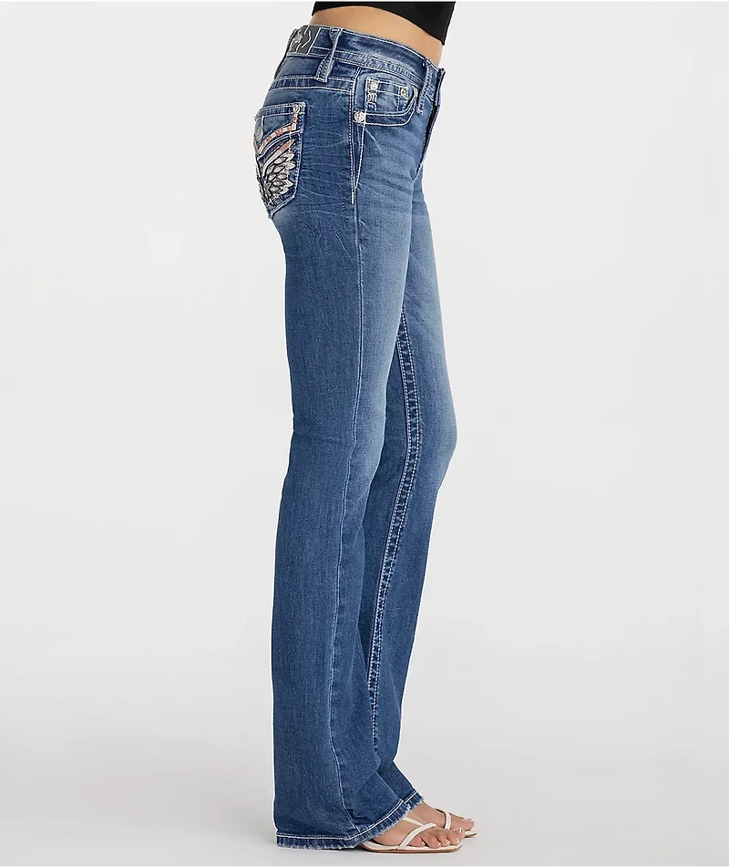 Miss Me Hillary Wing Blue Wash Bootcut Jeans