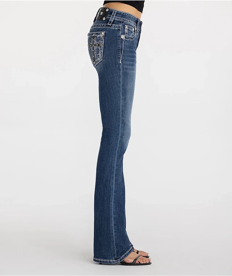 Miss Me Midnight Cross Blue Wash Bootcut Jeans