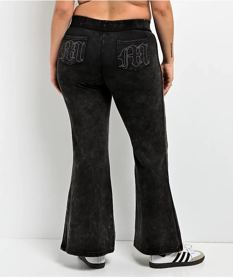 Miss Me Washed Black Flare Sweatpants
