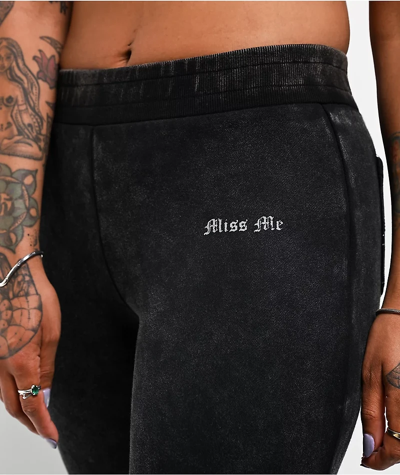 Miss Me Washed Black Flare Sweatpants