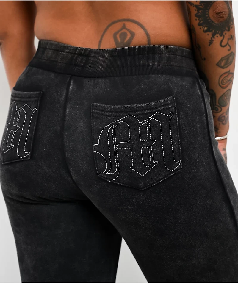 Miss Me Washed Black Flare Sweatpants