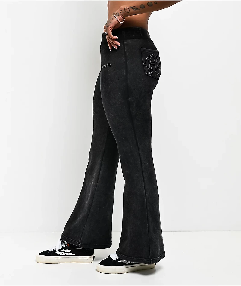 Miss Me Washed Black Flare Sweatpants