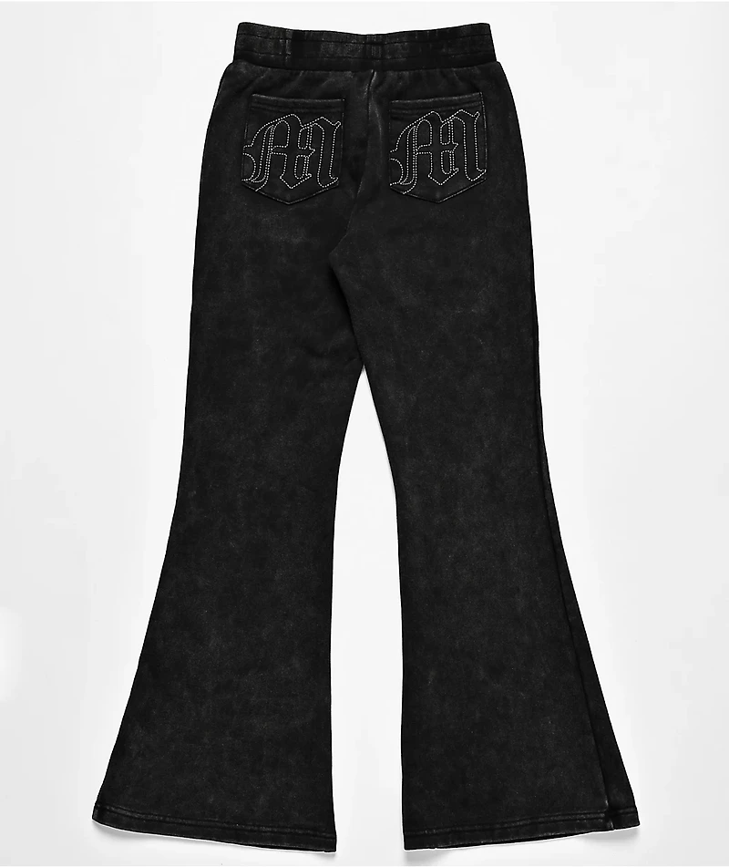 Miss Me Washed Black Flare Sweatpants