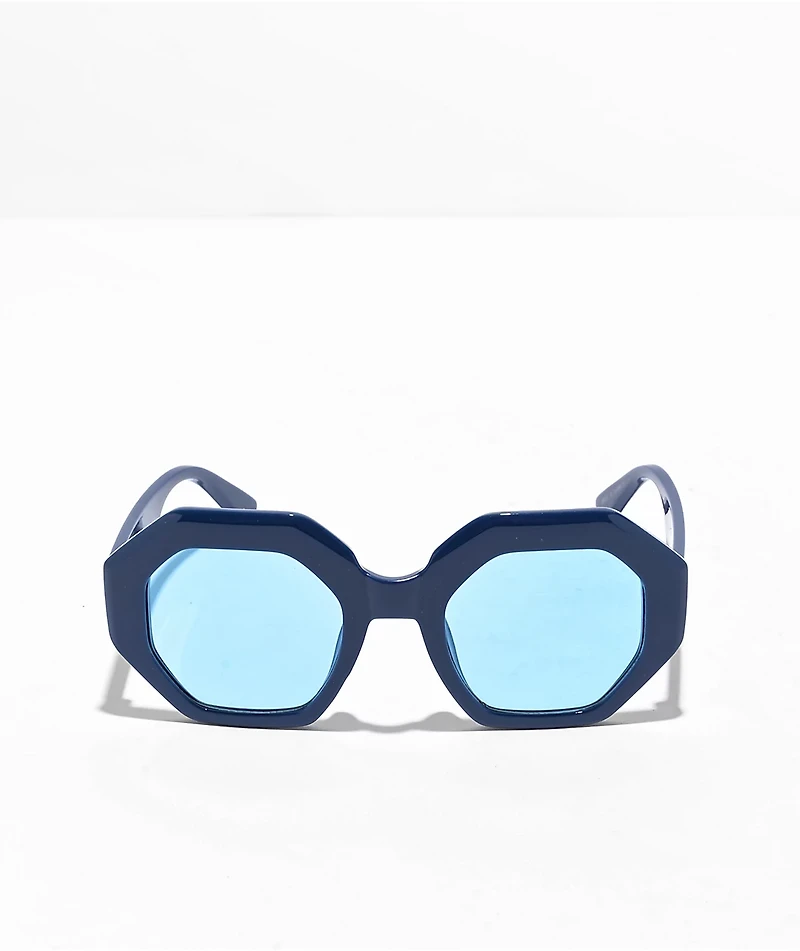 Misty Blue Octagonal Sunglasses