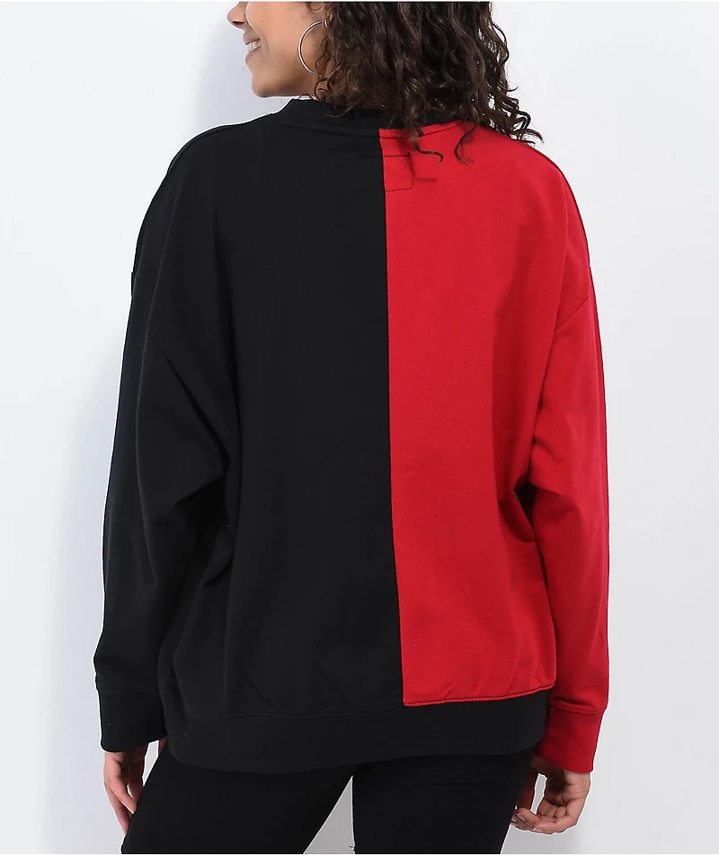 Mitchell & Ness Chicago Bulls Big Face Black Red Split Crewneck Sweatshirt
