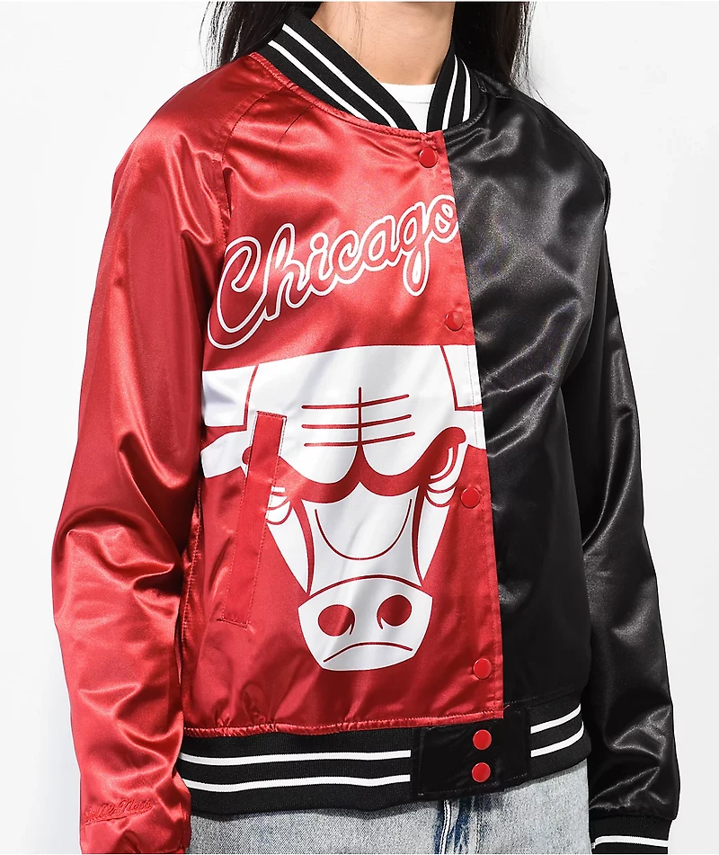 Mitchell & Ness Chicago Bulls Split Black Red Satin Jacket