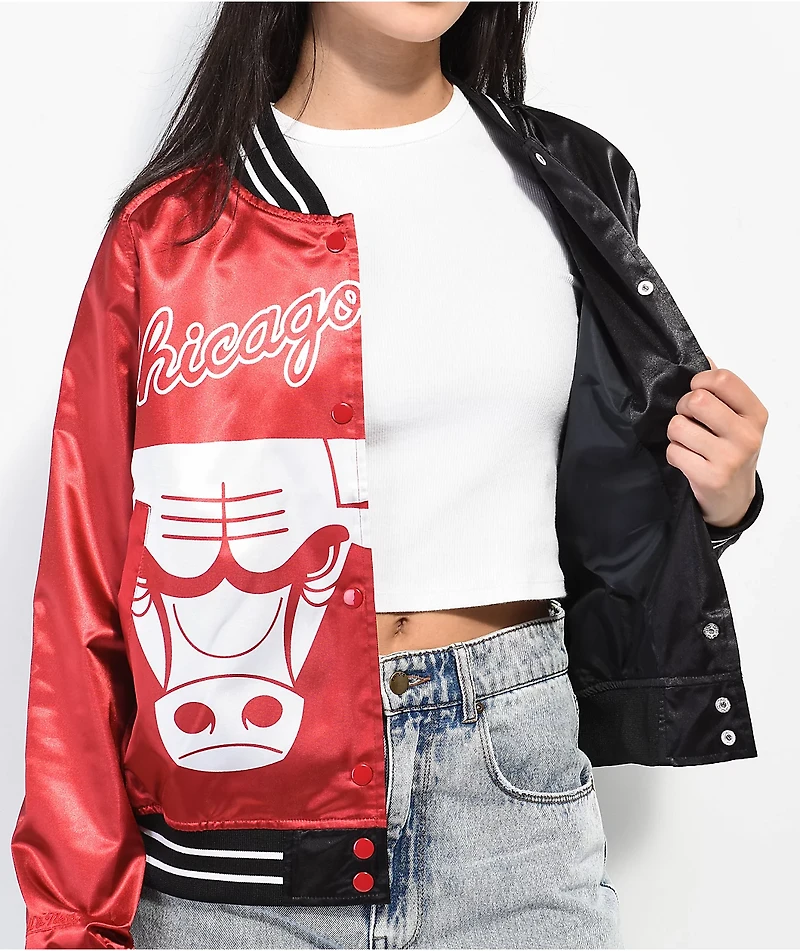 Mitchell & Ness Chicago Bulls Split Black Red Satin Jacket