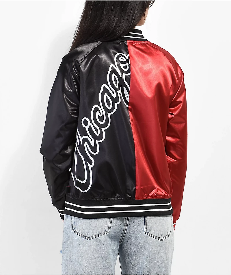 Mitchell & Ness Chicago Bulls Split Black Red Satin Jacket