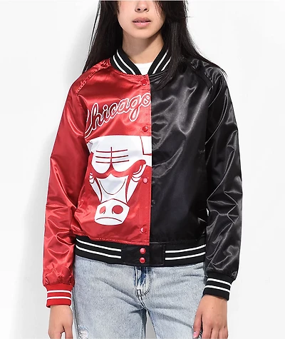 Mitchell & Ness Chicago Bulls Split Black Red Satin Jacket
